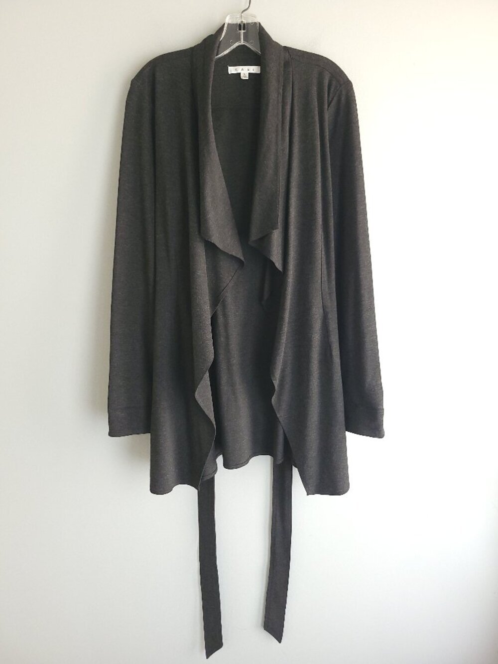 Cabi Take Two Draped Ponte Knit Wrap Cardigan Charcoal Gray L - Picture 3 of 10
